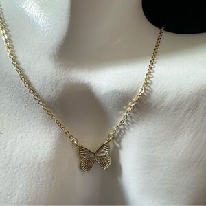 Butterfly Stainless Steel Real Gold Plated Necklace